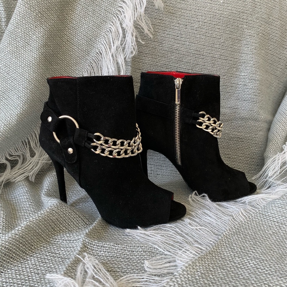 Charles Jourdan Paris Cary Chain Peeptoe Booties